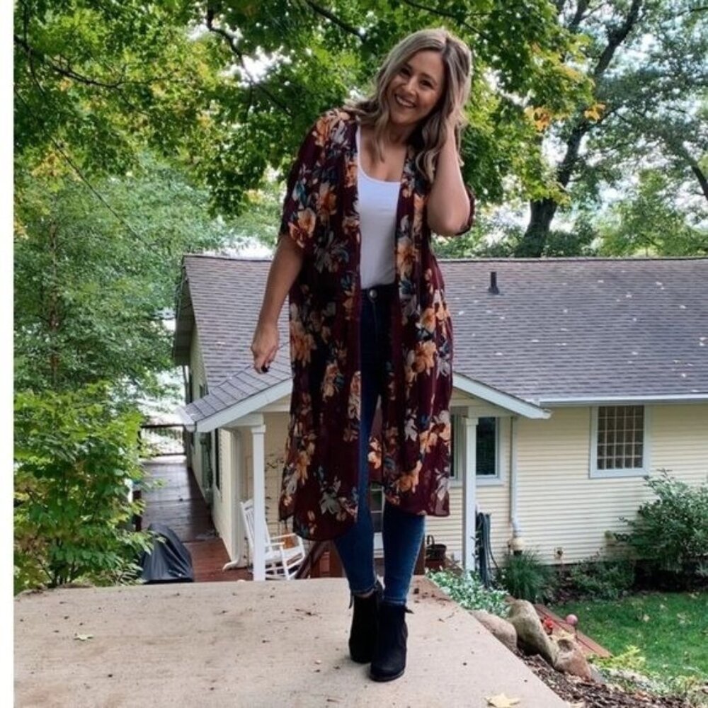 Xhilaration Womens Floral Kimono Cardigan M/L Rayon